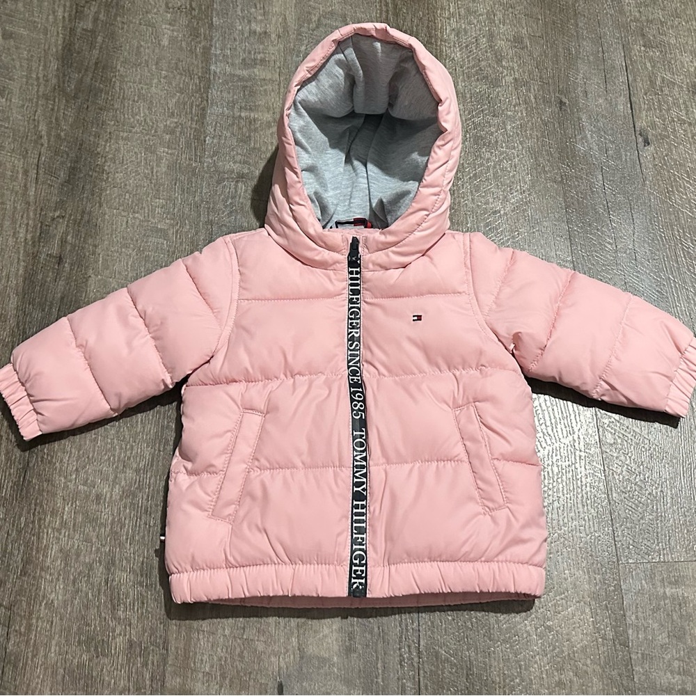 Tommy Hilfiger Infant Light Pink Hooded Puffer Coat